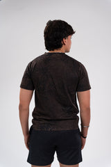 Acid Wash Casual Men T-shirt Brown
