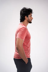 AcidWash Casual Men T-shirt Red