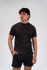 Acid Wash Casual Men T-shirt Brown