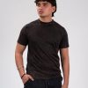 Acid Wash Casual Men T-shirt Brown