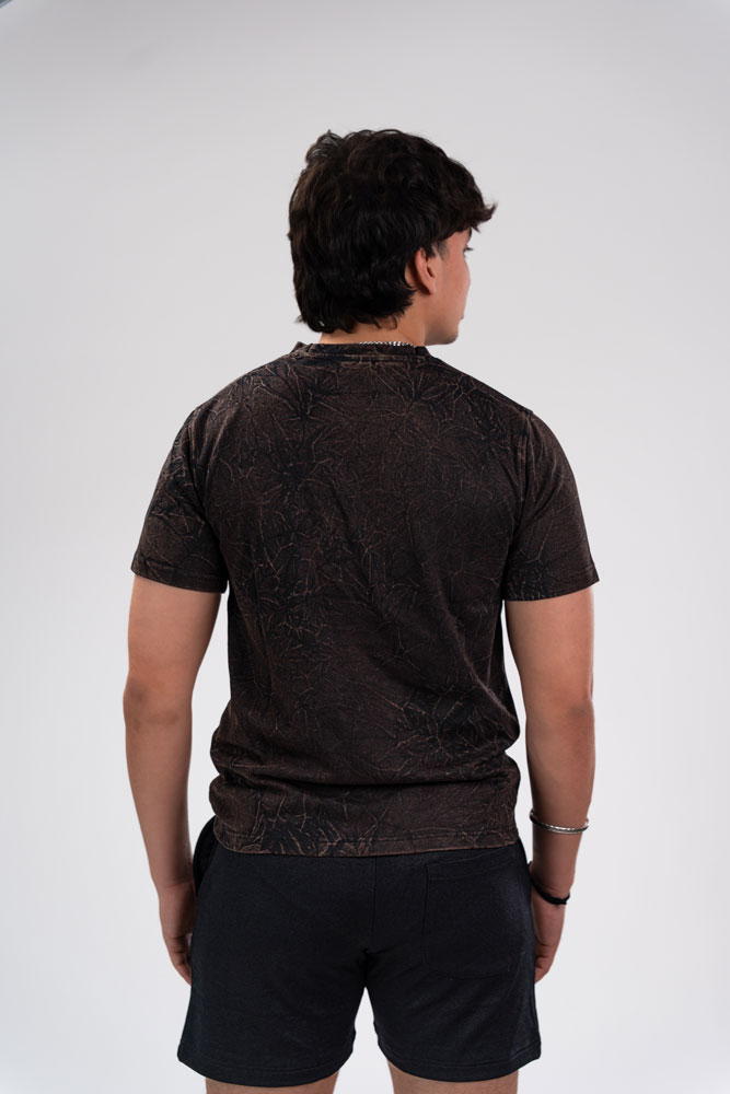 Acid Wash Casual Men T-shirt Brown hover